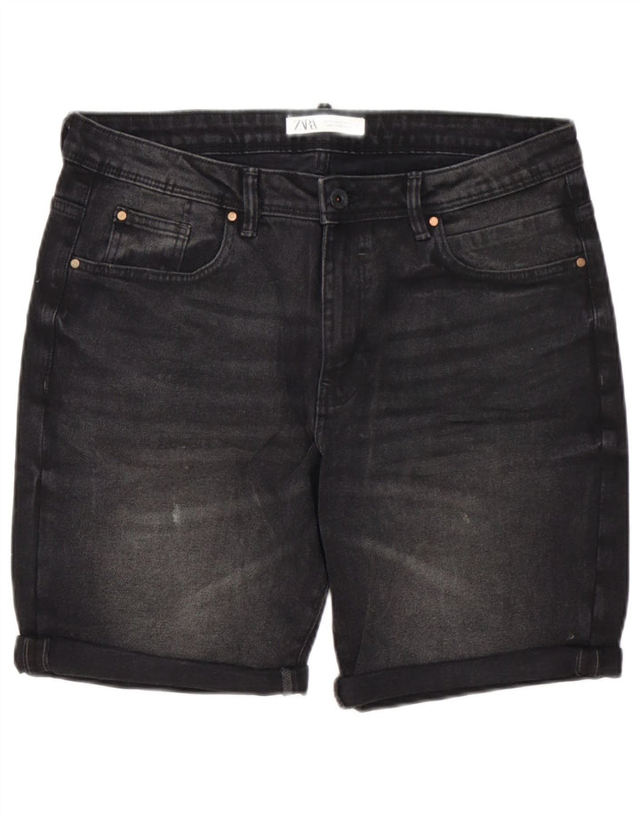 Zara Herren Jeansshorts EU 44 Large W34 Schwarze Baumwolle