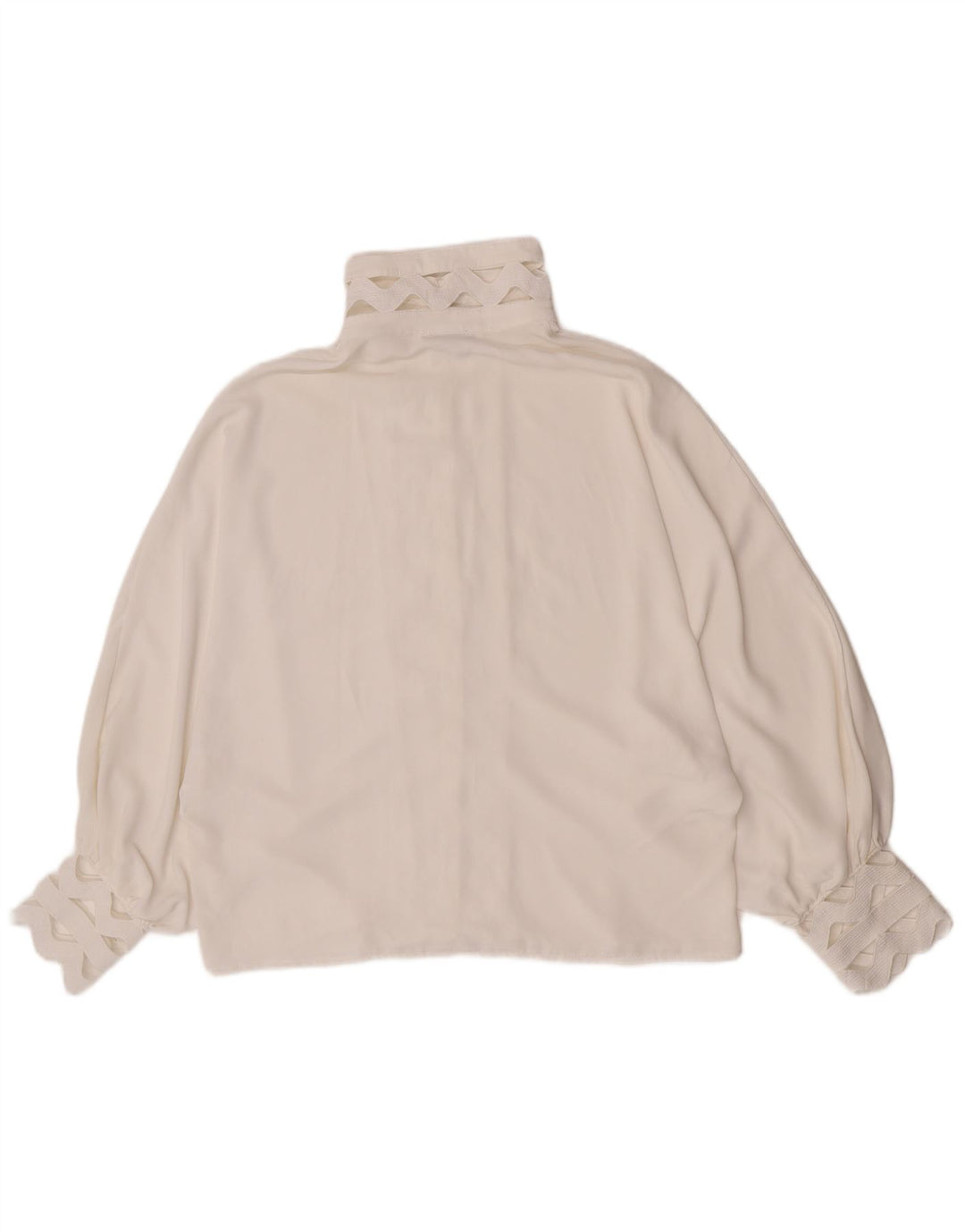 Vintage Damen Hemdbluse UK 14 Großes weißes Polyester