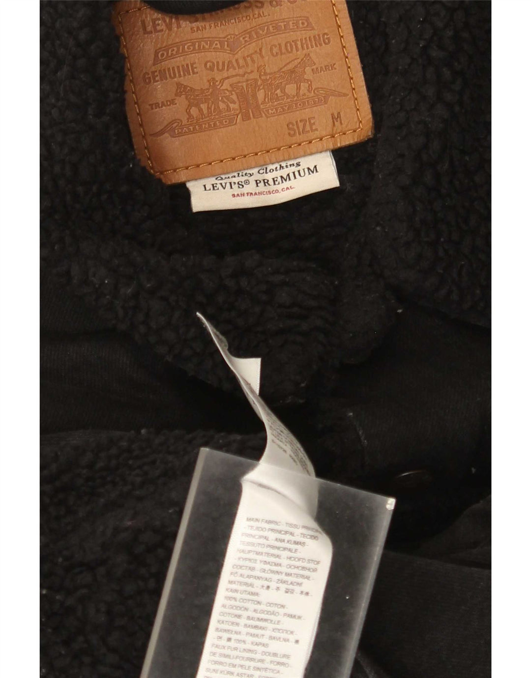 Levi's Herren Denim Sherpa Jacke UK 38 Mittelschwarze Baumwolle