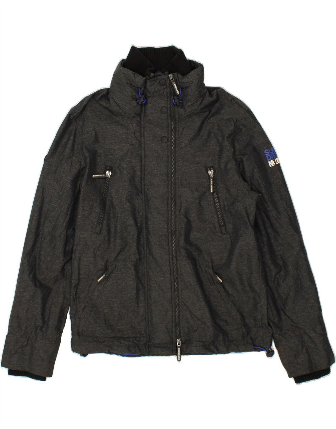 SUPERDRY Womens Windbreaker Jacket UK 18 XL Grey Flecked Nylon Vintage Superdry and Second-Hand Superdry from Messina Hembry 