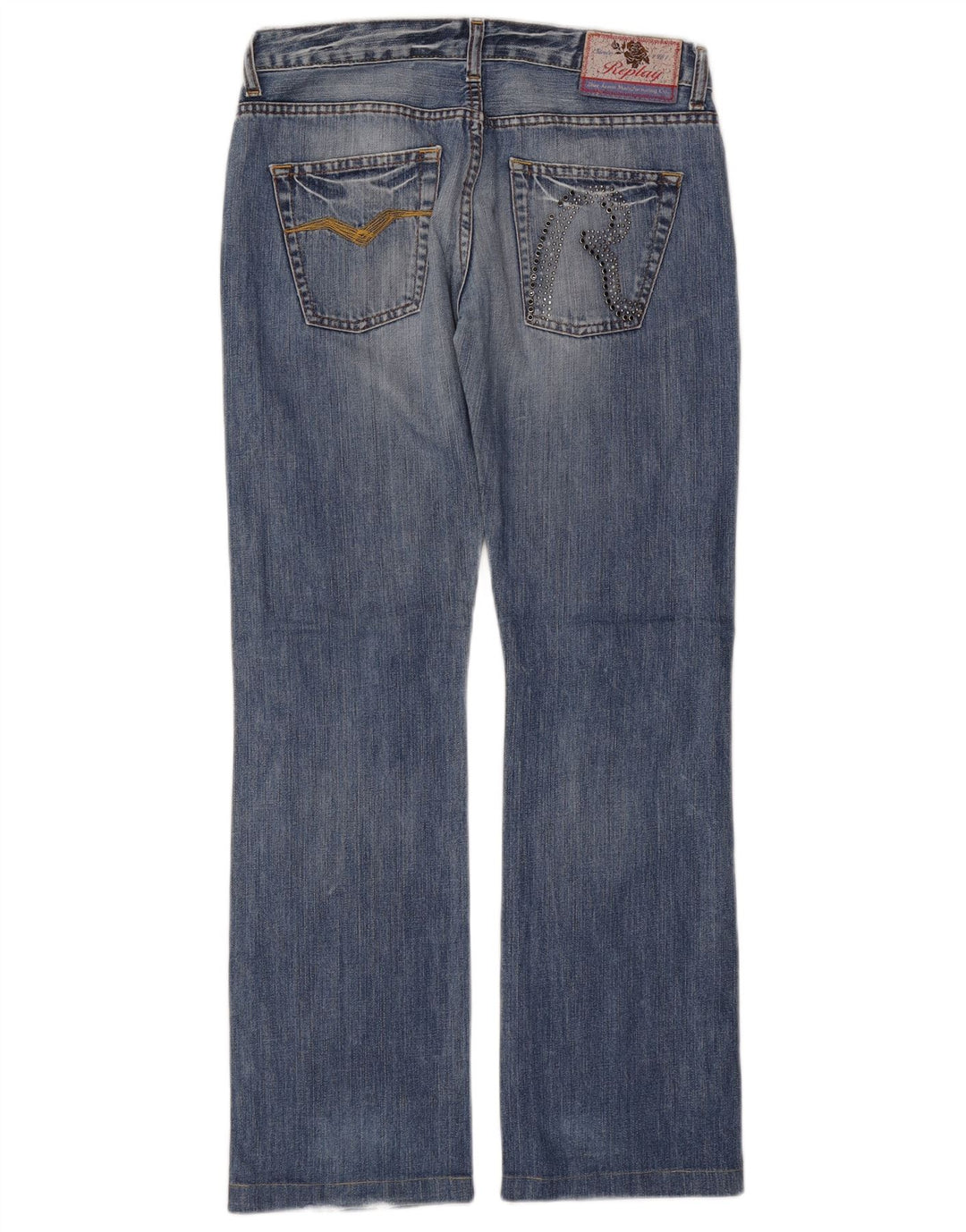 REPLAY Damen Straight Jeans W28 L30 Blaue Baumwolle