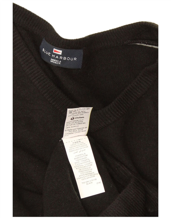 Marks & Spencer Herren Blue Harbour Pullover mit V-Ausschnitt Mittelschwarz