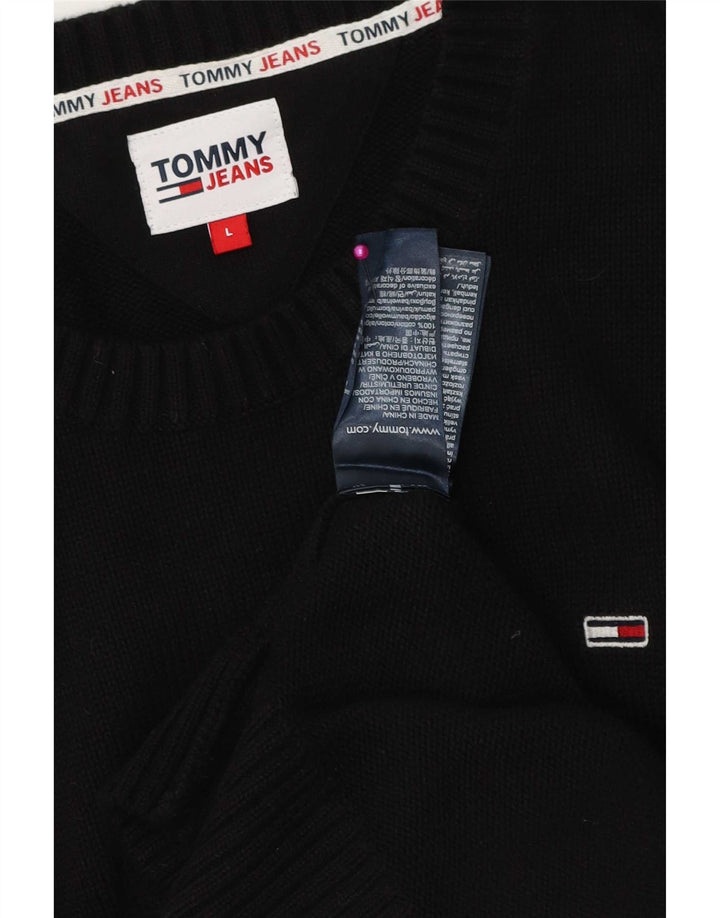 Tommy Hilfiger Herren-Pullover mit Rundhalsausschnitt, groß, aus schwarzer Baumwolle
