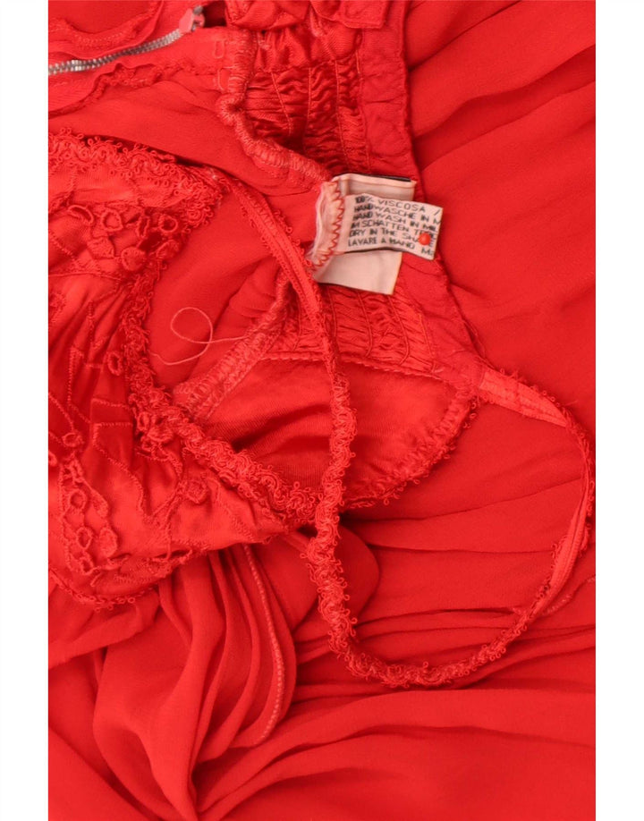 Pezzi Pazzi Damen ärmelloses Stufenkleid UK 12 Mittelrote Viskose