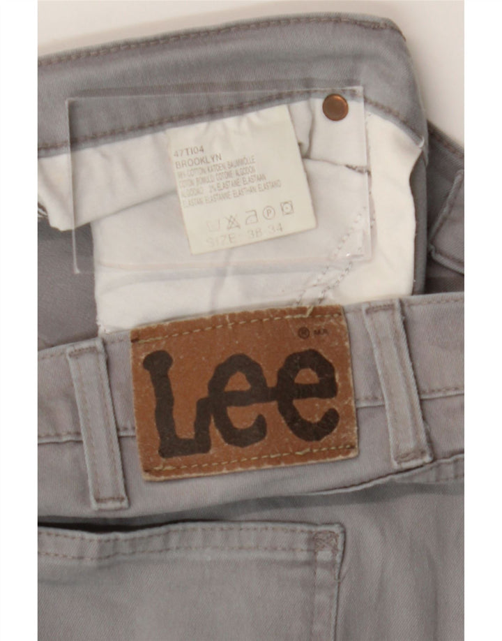 Lee Herren Brooklyn Straight Jeans W38 L30 Graue Baumwolle