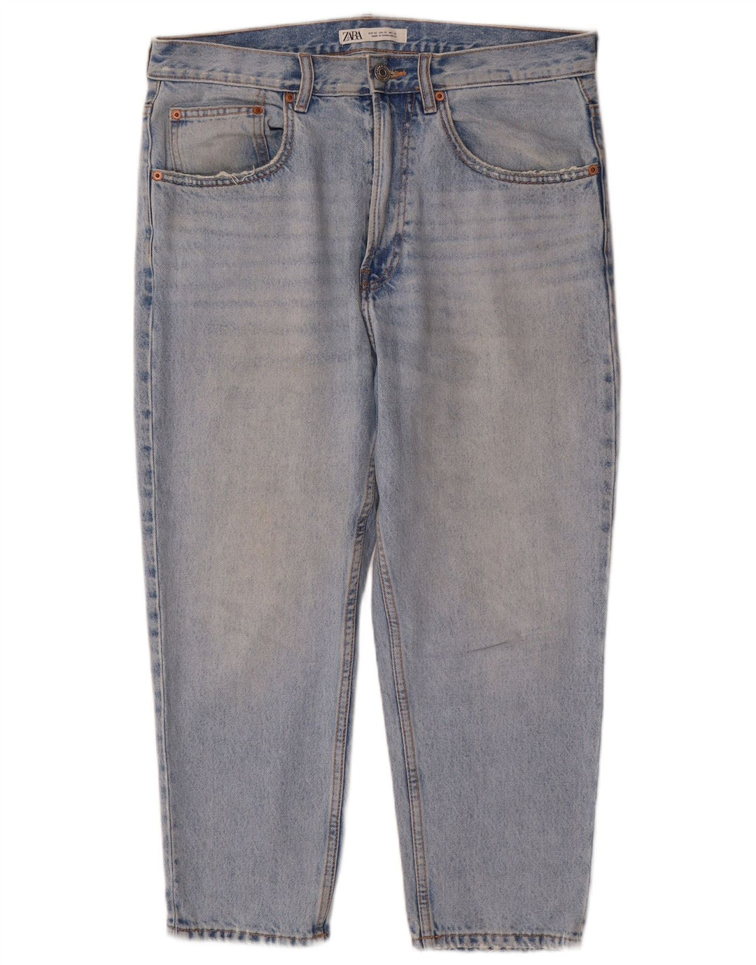 ZARA Herren-Cropped-Jeans, EU 42, Größe L, W32, L24, Blau