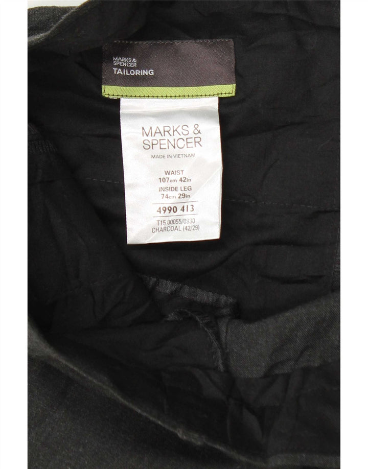 Marks & Spencer Herren-Anzughose, schmal zulaufend, W42, L29, Grau, Polyester