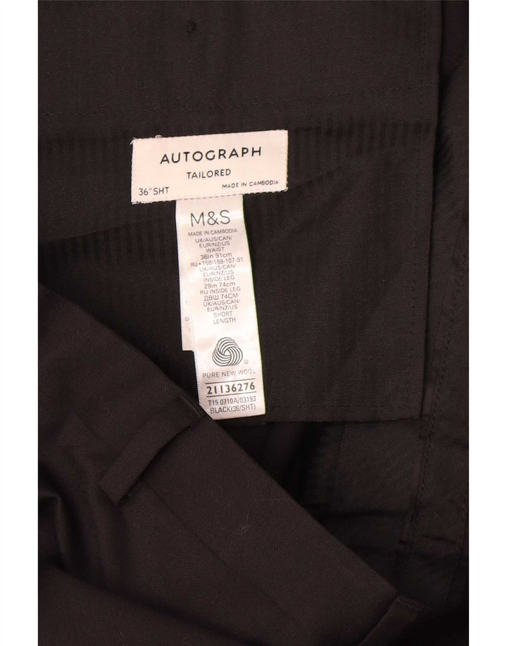 Marks & Spencer Herren Autograph Gerade Anzughose W36 L26 Schwarze Wolle