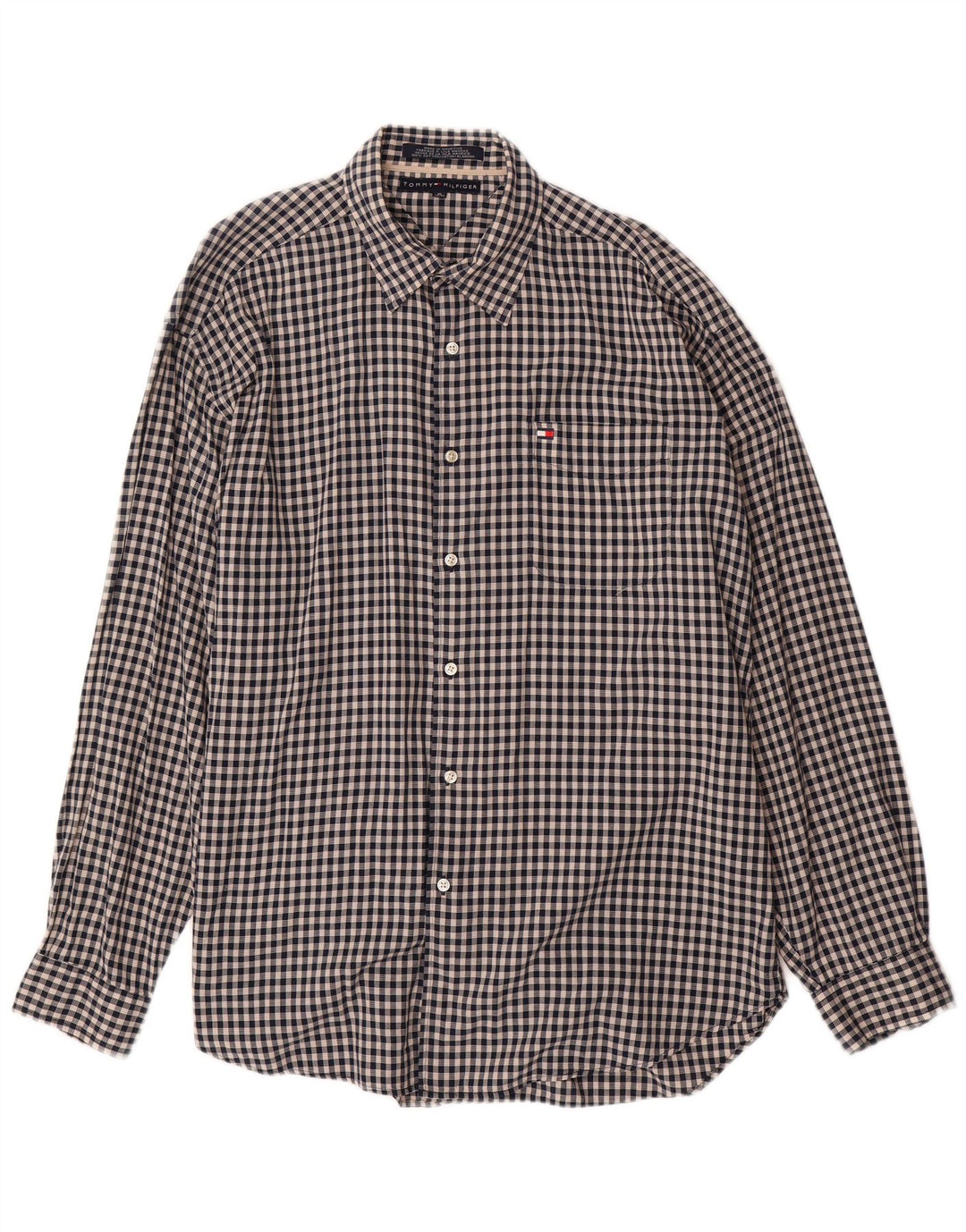 TOMMY HILFIGER Herrenhemd XL schwarz kariert Baumwolle