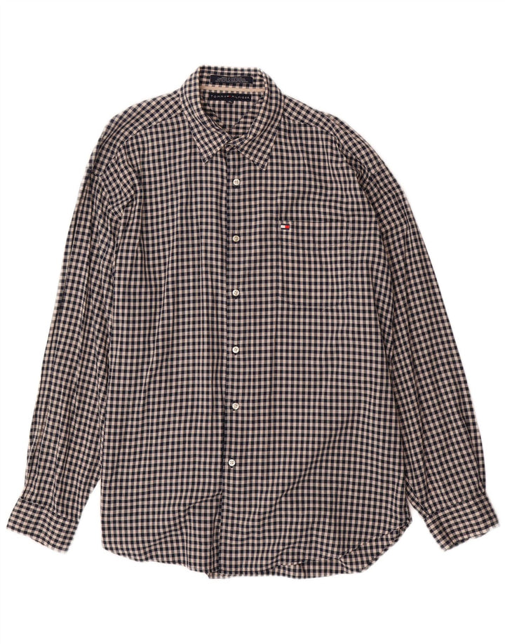 TOMMY HILFIGER Herrenhemd XL schwarz kariert Baumwolle