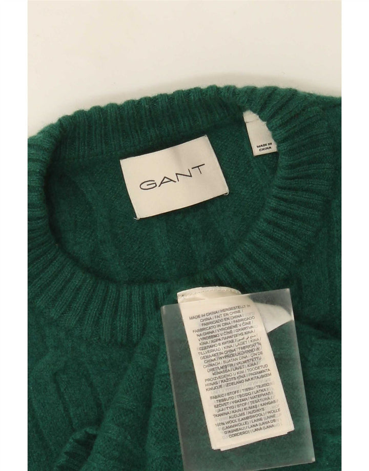 Gant Herren-Pullover mit Rundhalsausschnitt, reguläre Passform, kleine grüne Wolle