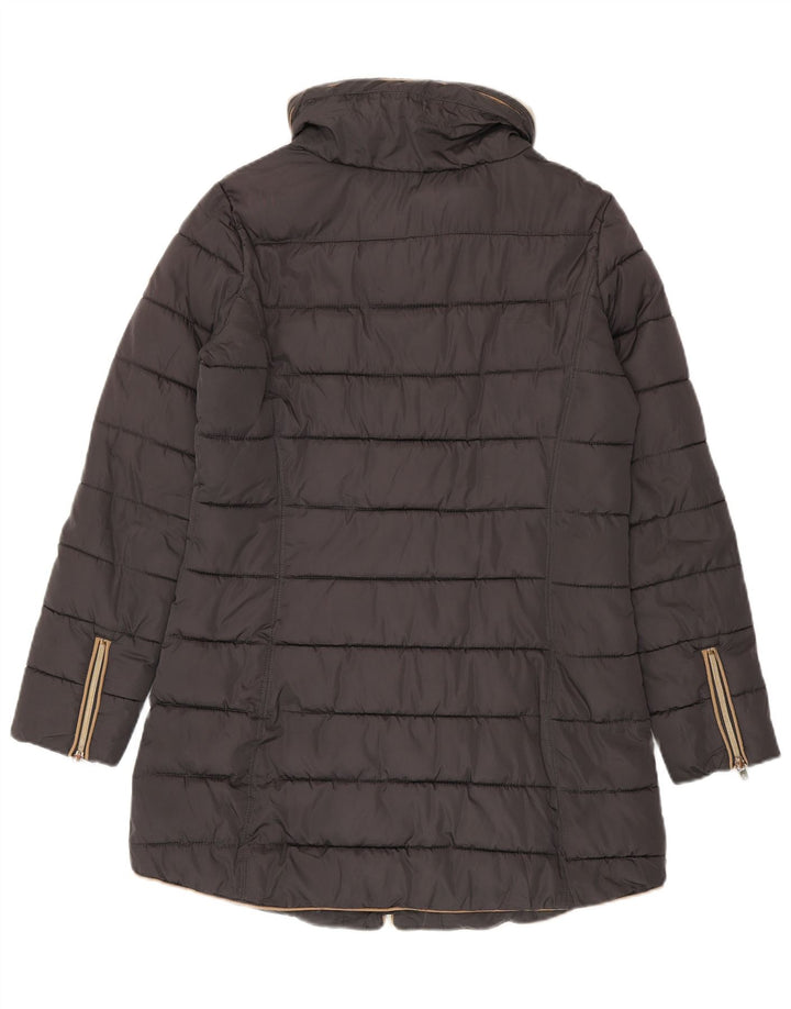 Peggy-Ho Wattierter Damenmantel mit Kapuze, UK 14, Mittelgrau, Polyester