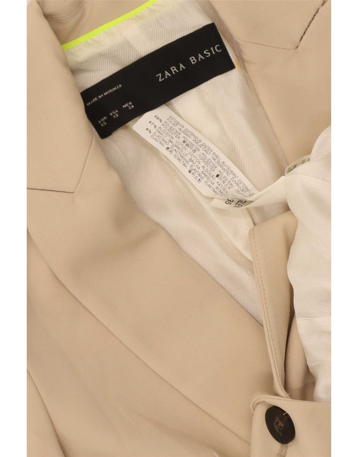 Zara Damen 1-Knopf-Blazerjacke UK 6 XS Beige Polyester