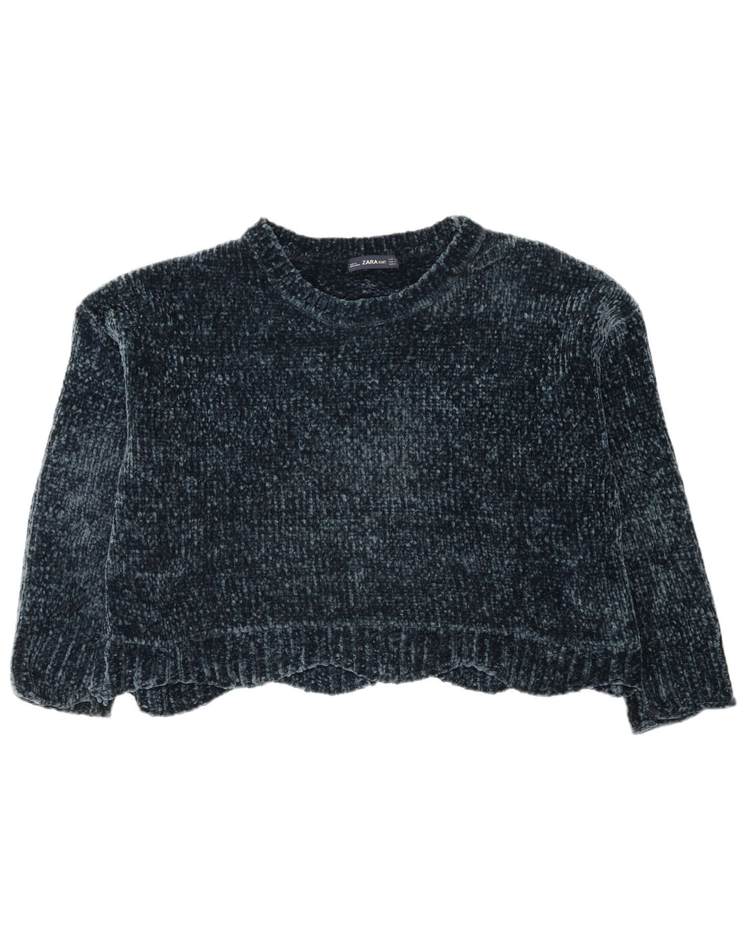 Zara Damen-Pullover, übergroß, Rundhalsausschnitt, Gr. 14, mittleres Marineblau