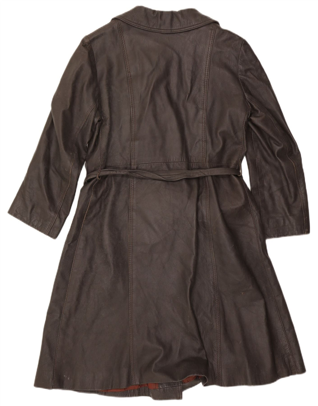 VINTAGE Damen Ledermantel UK 14 Mittelbraun