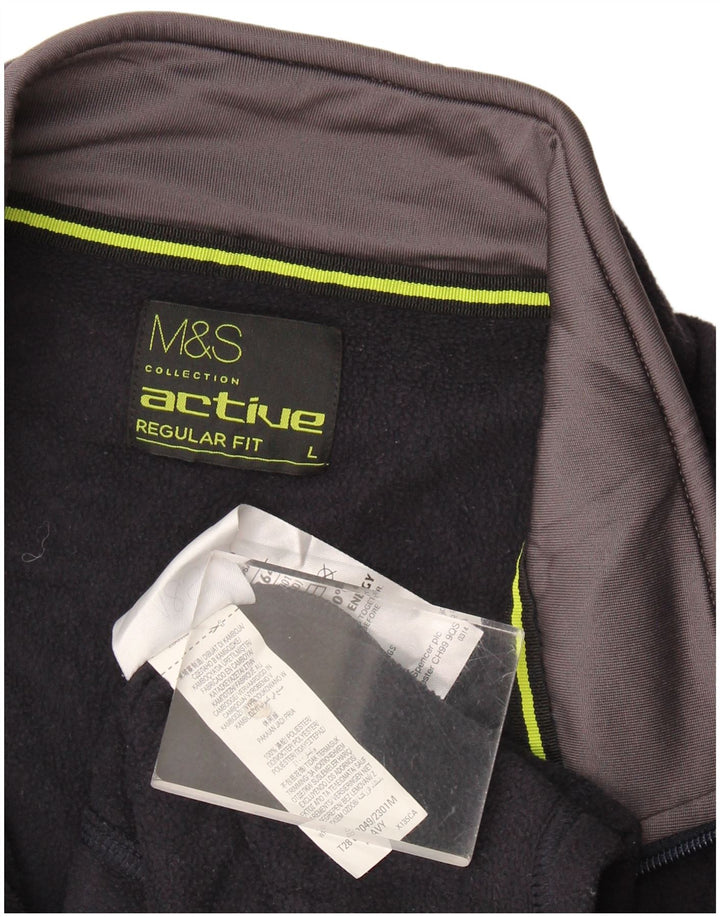 Marks & Spencer Herren-Fleecejacke mit normaler Passform, Größe 40, Marineblau