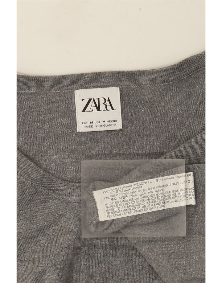 Zara Herren-Pullover mit Rundhalsausschnitt, mittelgraue Viskose