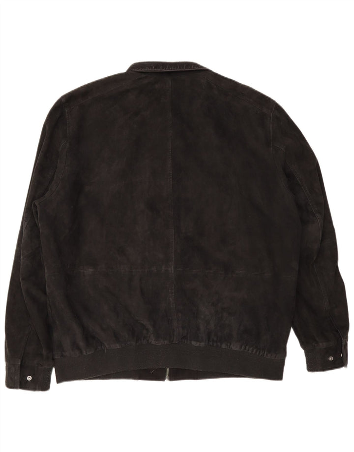 Christian Berg Herren Bomber-Wildlederjacke UK 38 Mittelmarineblaues Wildleder