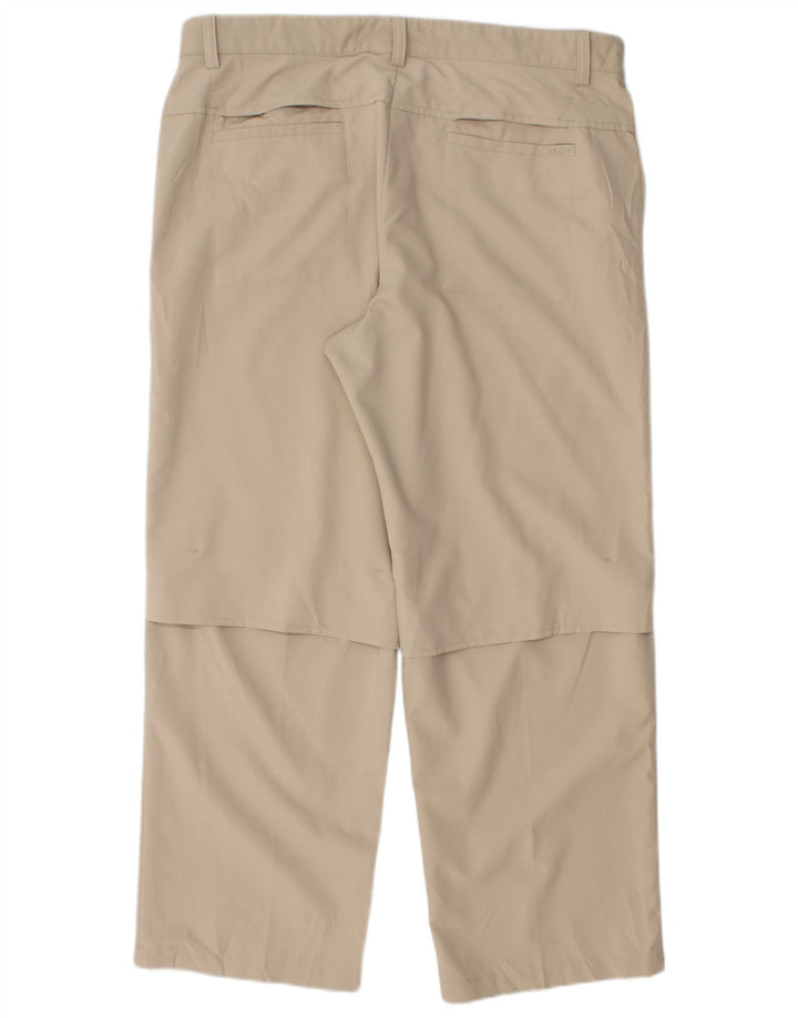 Izod Herren gerade Chinohose W36 L28 Beige Polyester