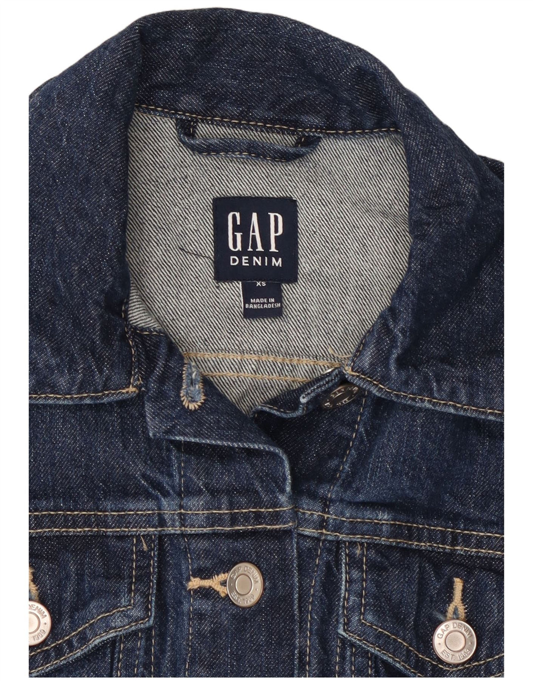 GAP Damen Jeansjacke UK 6 XS Marineblaue Baumwolle