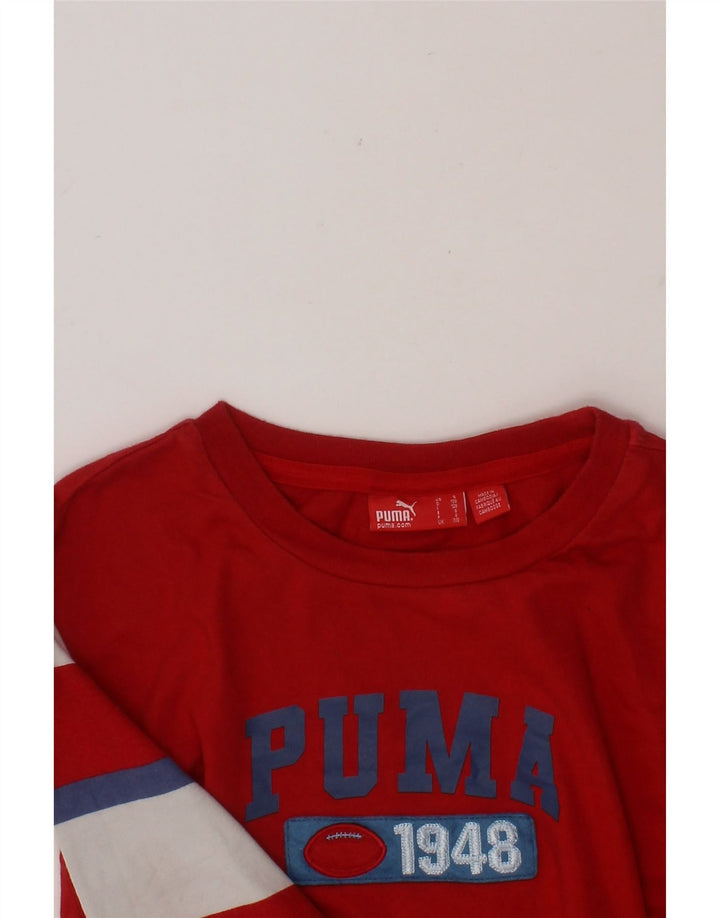 PUMA Boys Graphic Top Long Sleeve 7-8 Years Small  Red Striped Cotton Vintage Puma and Second-Hand Puma from Messina Hembry 