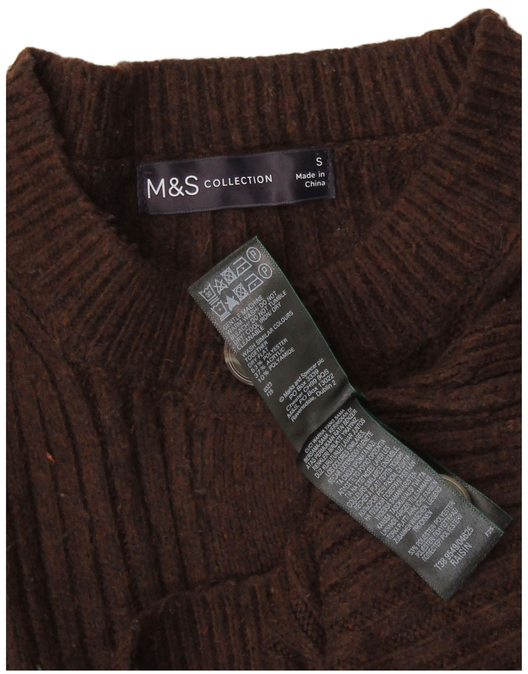 Marks & Spencer Damen Crop Cardigan Pullover UK 10 Small Braun Polyester