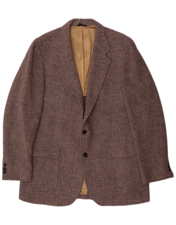Harris Tweed Herren-Blazer mit 2 Knöpfen, UK 38, mittelgraue Wolle