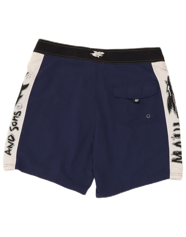 Maui and Sons Mens Graphic Swimming Shorts Medium Navy Blue Colourblock