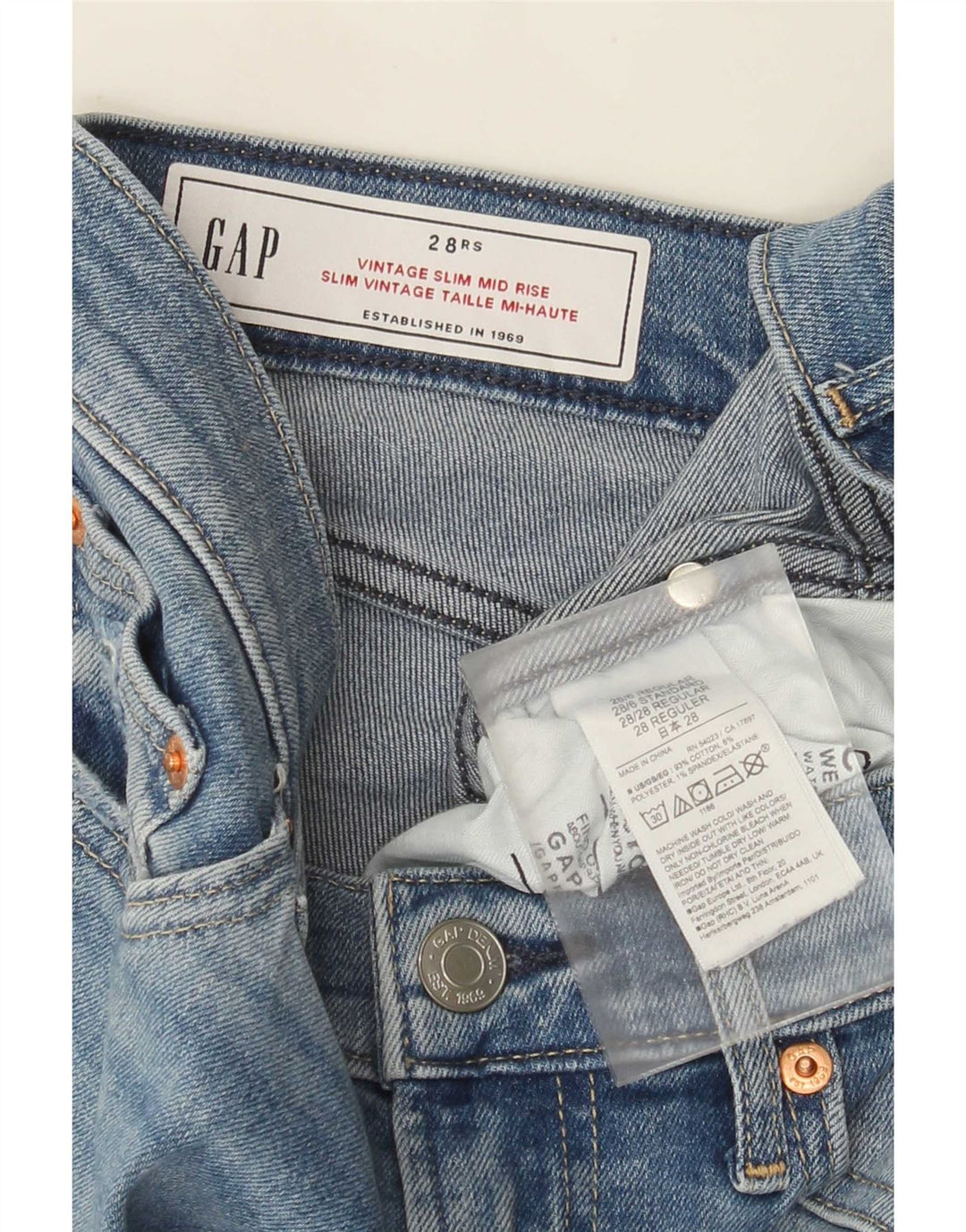 Gap Damen Mid Rise Slim Jeans W28 L27 Blaue Baumwolle
