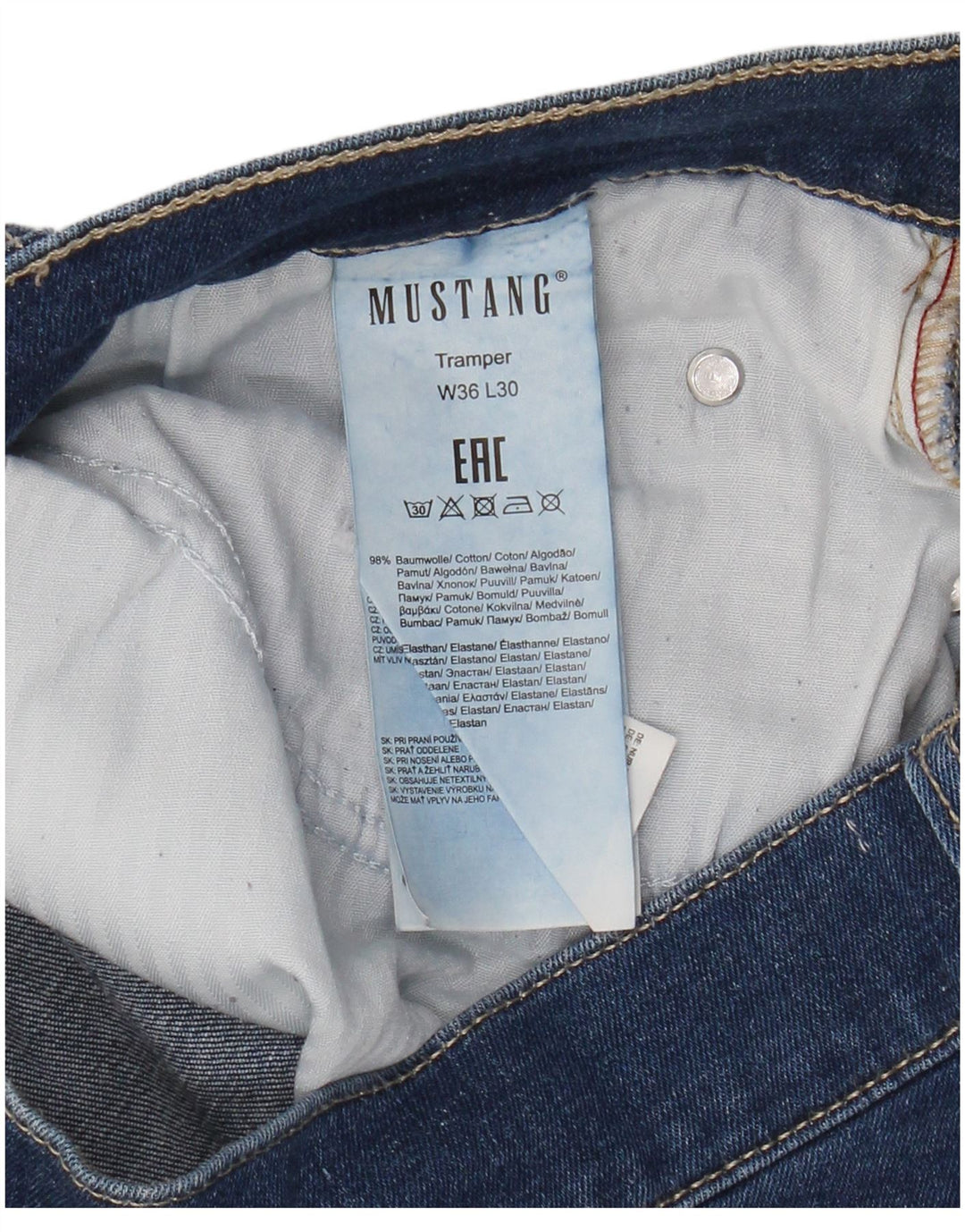 Mustang Herren Tramper Straight Jeans W36 L30 Blaue Baumwolle