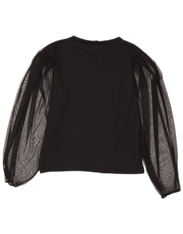 Zara Womens Long Sleeve Blouse Top UK 10 Small Black