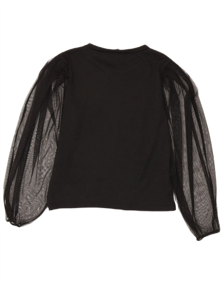 Zara Damen Langarmblusenoberteil UK 10 Small Schwarz