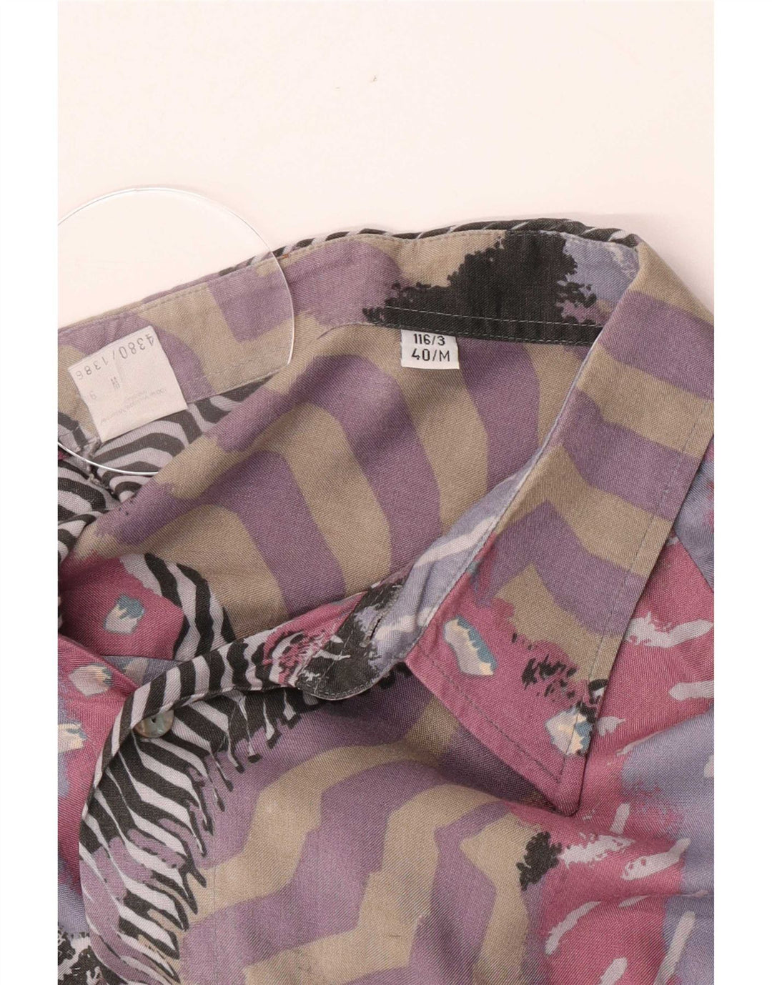 Vintage Herren Hemd mit abstraktem Muster, Größe 40, mittelmehrfarbige Viskose