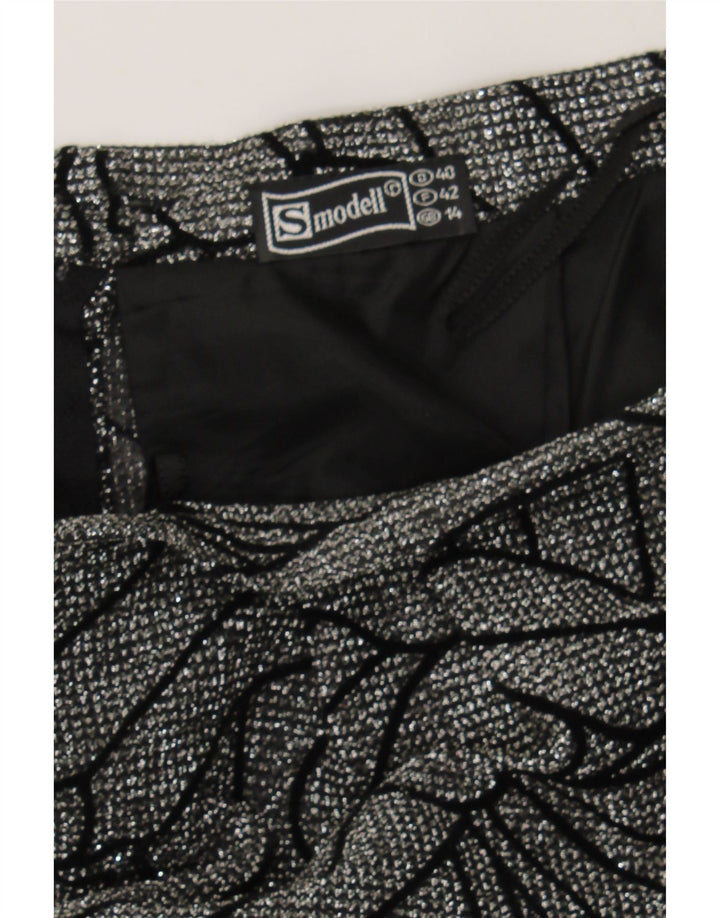 VINTAGE Womens Midi Skirt UK 14 Medium W31  Silver Floral Vintage Vintage and Second-Hand Vintage from Messina Hembry 