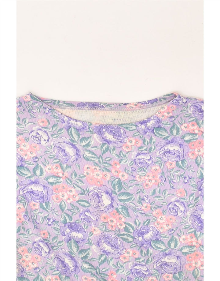 VINTAGE Womens Top Long Sleeve UK 18 XL Purple Floral | Vintage Vintage | Thrift | Second-Hand Vintage | Used Clothing | Messina Hembry 