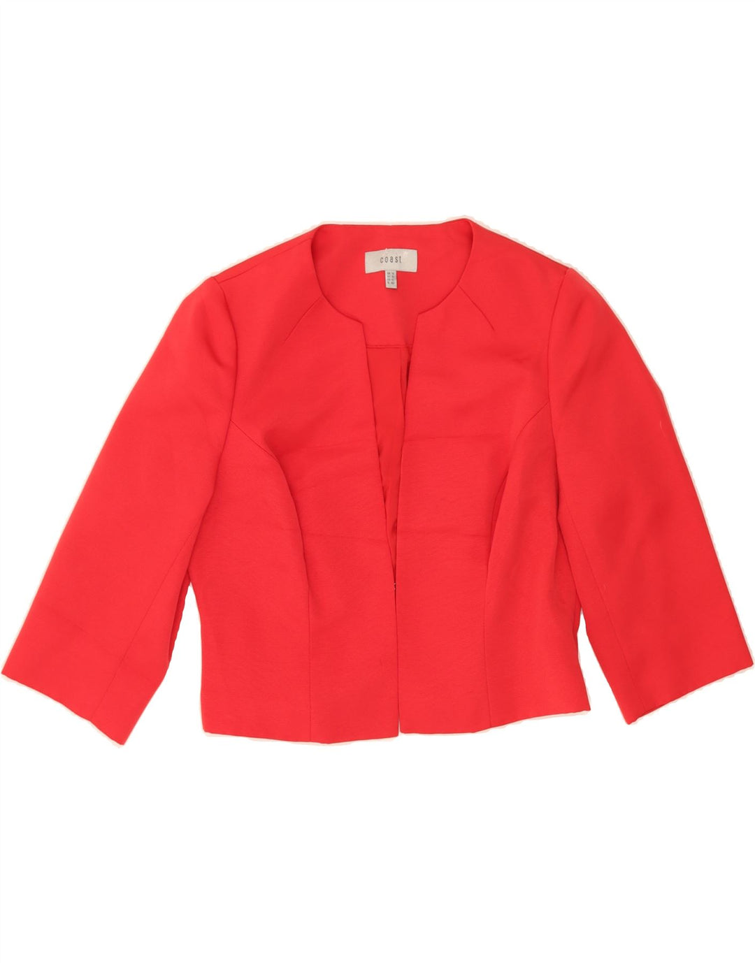 COAST Womens 3/4 Sleeve Open Blazer Jacket UK 14 Medium  Red Polyester Vintage Coast and Second-Hand Coast from Messina Hembry 
