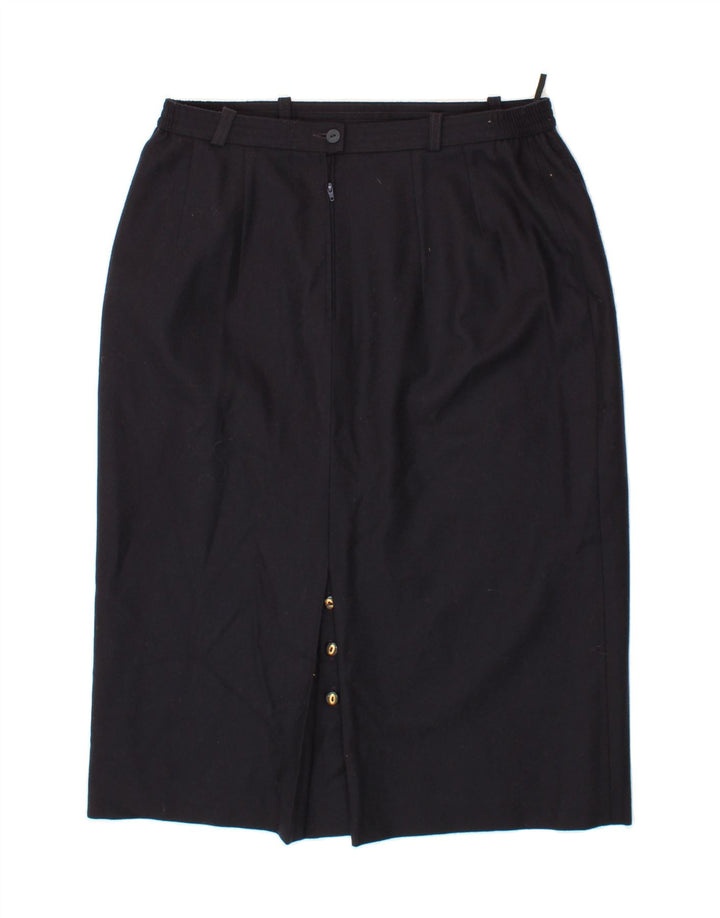 BRENDELLA Womens Straight Skirt W34 Large Navy Blue Wool Vintage Brendella and Second-Hand Brendella from Messina Hembry 