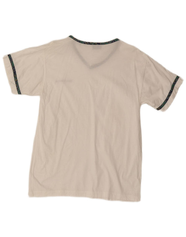 Roccobarocco Herren-T-Shirt-Oberteil aus mittelweißer Baumwolle