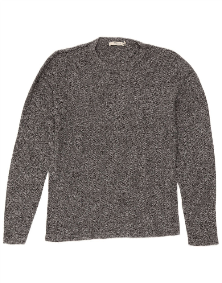 Jack & Jones Herren-Pullover mit Rundhalsausschnitt, mittelgrau gesprenkelte Baumwolle