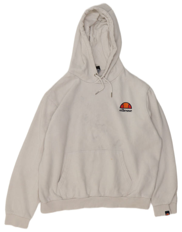 ELLESSE Damen-Pullover mit übergroßem Kapuzenpullover, UK 16, Größe L, weiße Baumwolle