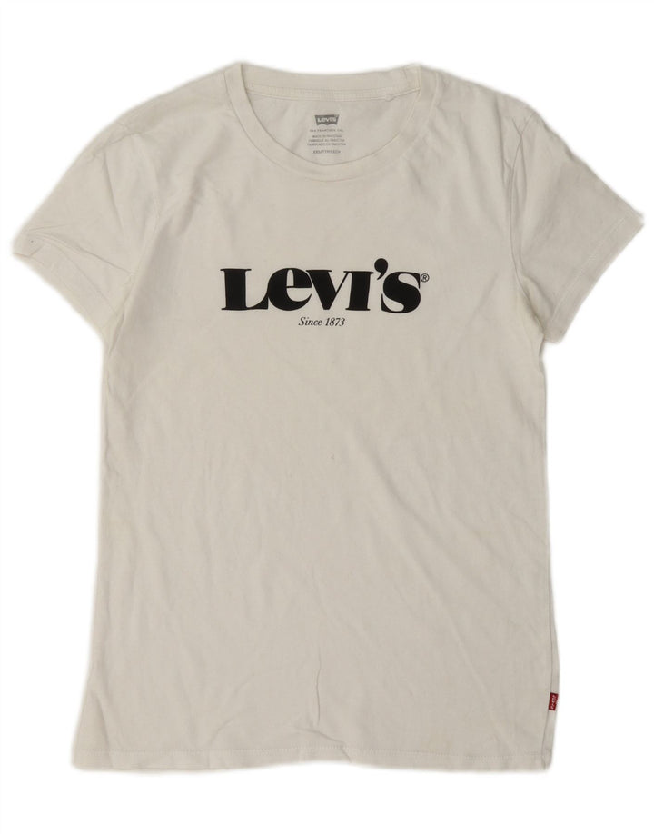 Levi's Damen Übergroßes Grafik-T-Shirt-Oberteil UK 2 2XS Weiß