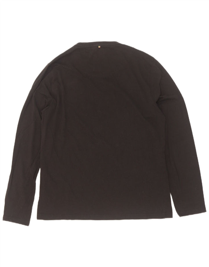 Pretty Green Herren-Oberteil mit Grafik, langärmlig, groß, aus schwarzer Baumwolle