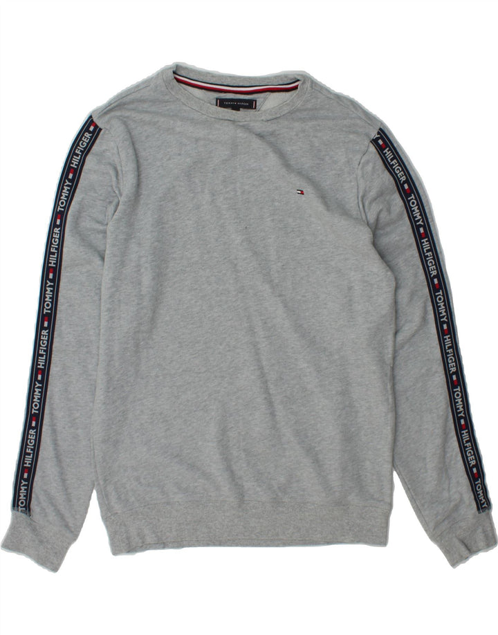 TOMMY HILFIGER Mens Graphic Sweatshirt Jumper Large Grey Cotton Vintage Tommy Hilfiger and Second-Hand Tommy Hilfiger from Messina Hembry 
