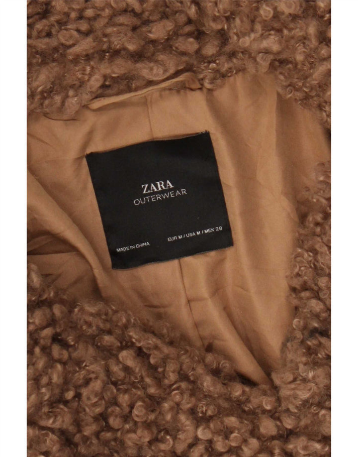 Zara Damen Übergroßer Kunstpelzmantel UK 14 Mittelbraun