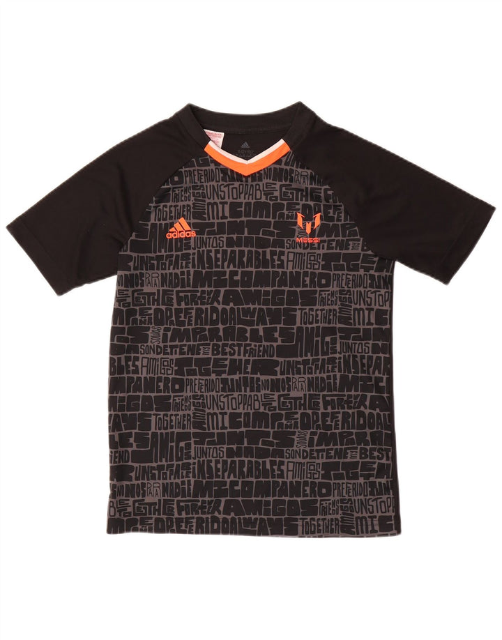 ADIDAS Jungen MESSI T-Shirt mit abstraktem Muster und Grafik, 11–12 Jahre, Schwarz