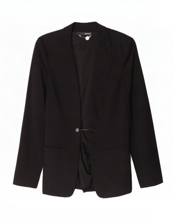 Liu Jo Damen 1-Knopf-Blazerjacke IT 44 Mittelschwarze Wolle