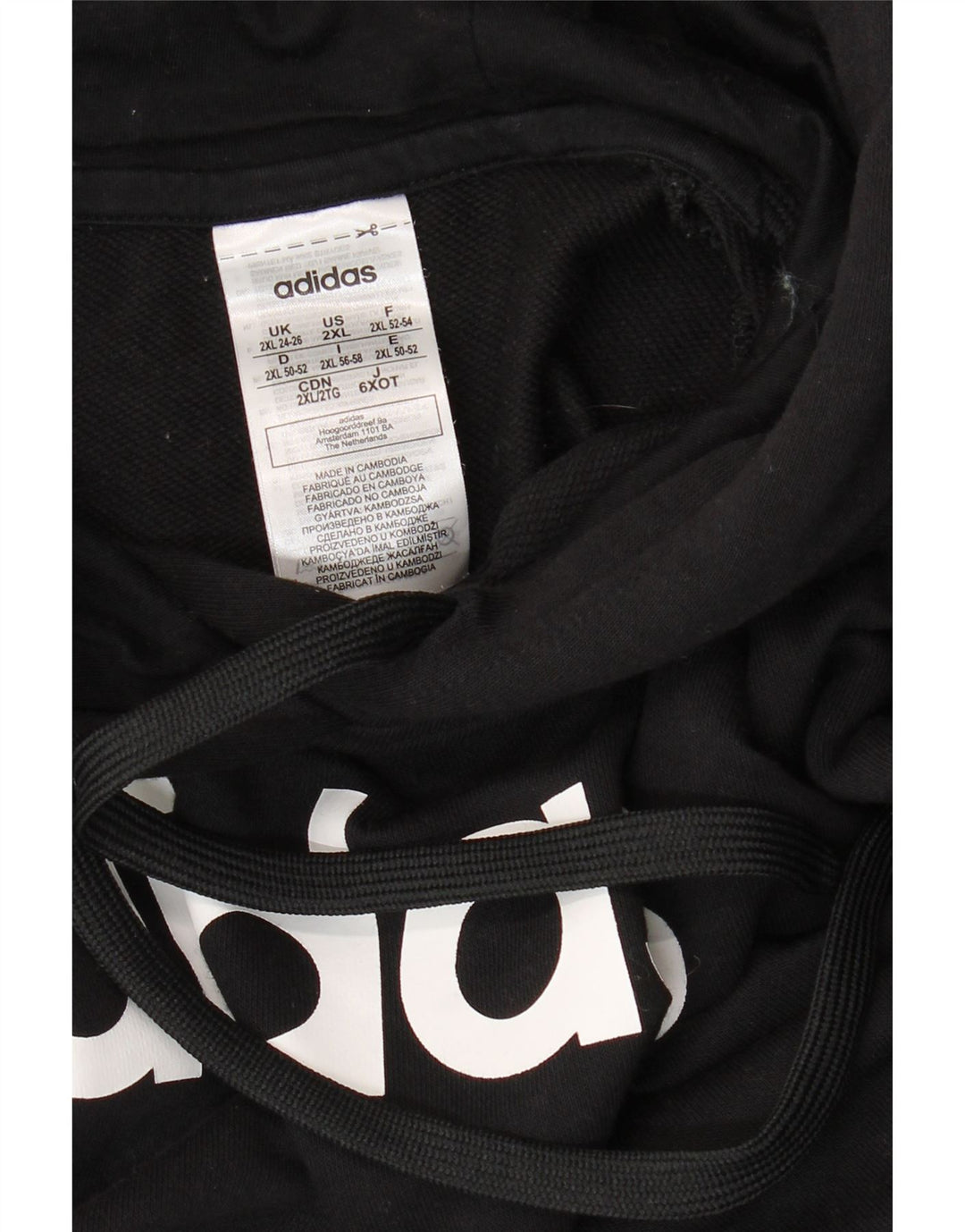 ADIDAS Damen Graphic Hoodie Pullover UK 24/26 2XL Schwarze Baumwolle