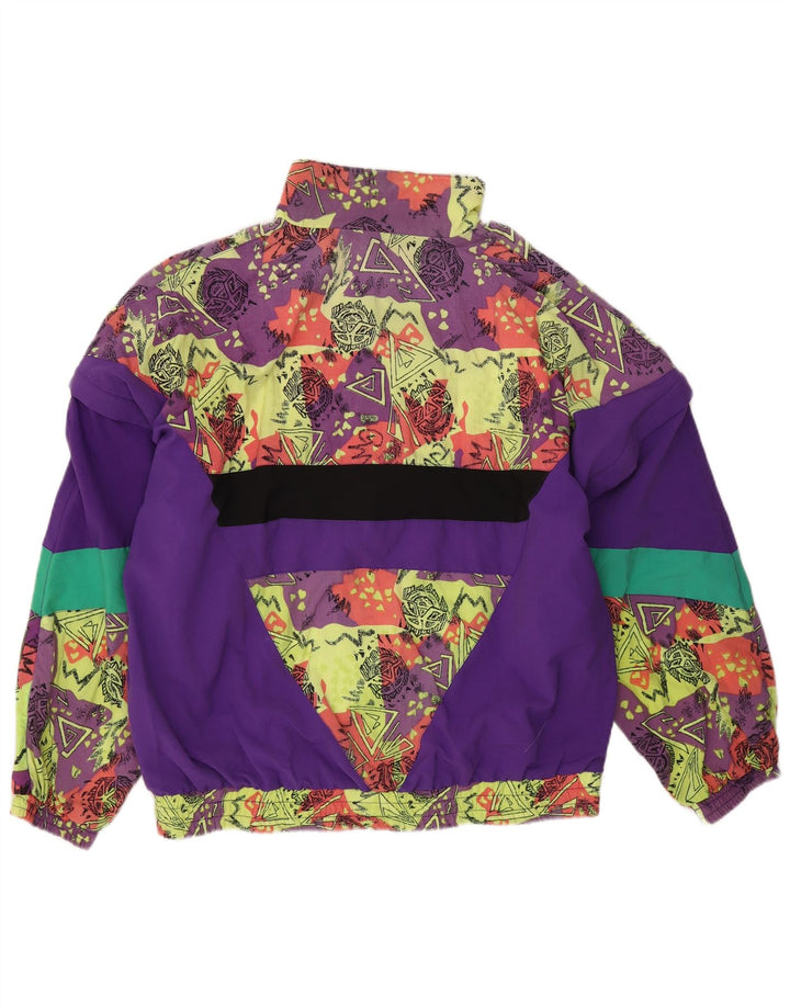 Vintage Damen Trainingsanzug Top Jacke UK 16 Groß Mehrfarbig Geometrisch