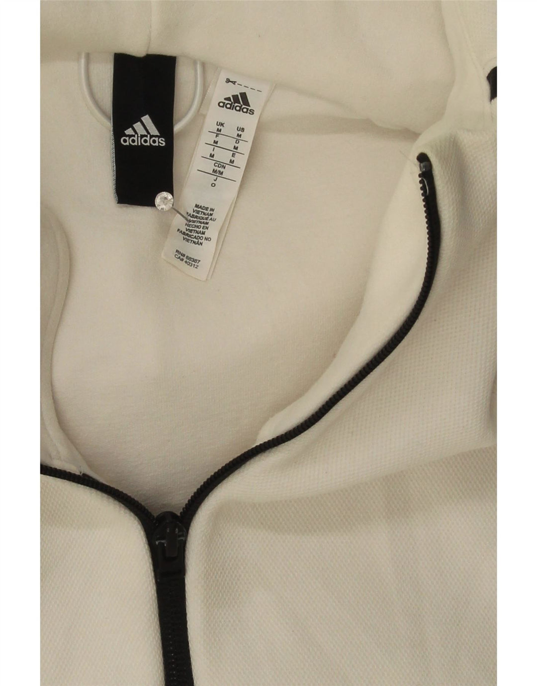 ADIDAS Herren-Kapuzenpullover mit Reißverschluss, mittelweiße Baumwolle
