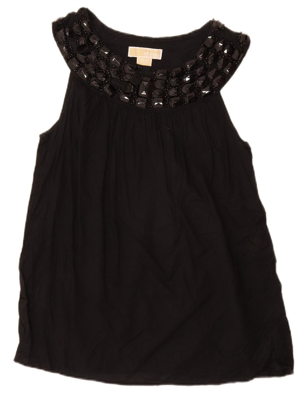 MICHAEL KORS Ärmelloses Damen-Blusenoberteil UK 12 Mittelschwarze Baumwolle